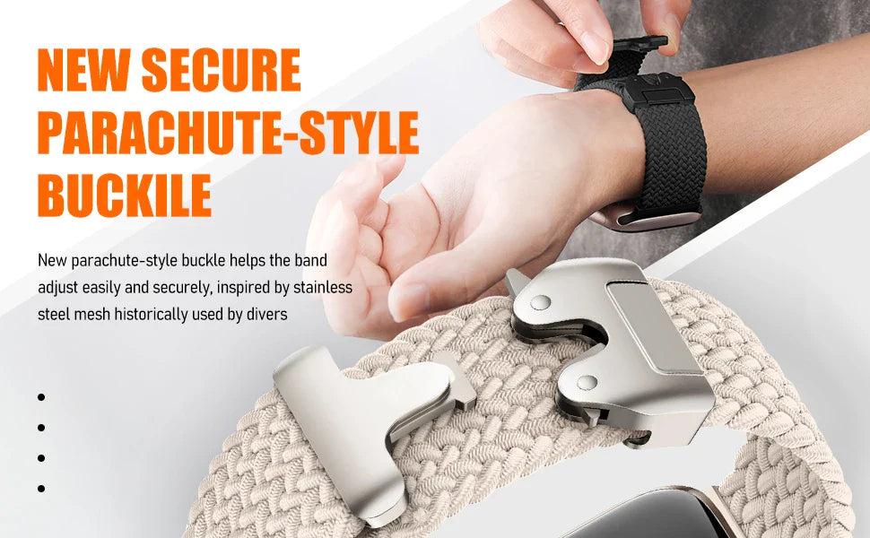 Parachute Braided Straps for Apple Watch Series 9/8/7/6/5 SE – Compatible with 41mm-49mm Bands
