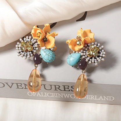 Zvoijio Resin Flower Drop Earrings - Personalized Trendy Long Water Drop Jewelry for Women