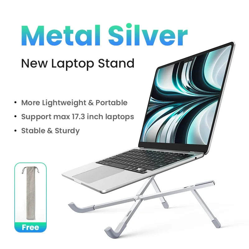 UGREEN Foldable Aluminum Laptop Stand - Vertical Notebook Holder for MacBook Pro Air, Tablet & Phone Support
