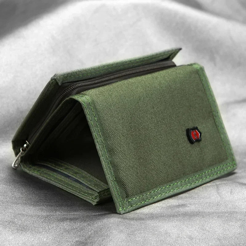 Men's Korean Tri-Fold Coin Purse – 5 Colors, Slim Canvas Wallet, Multifunctional Card Holder
