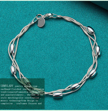 925 Sterling Silver Bracelet — Fashion Design Beaded Chain, High-Quality Jewelry for Women, Ladies, and Wedding Gifts