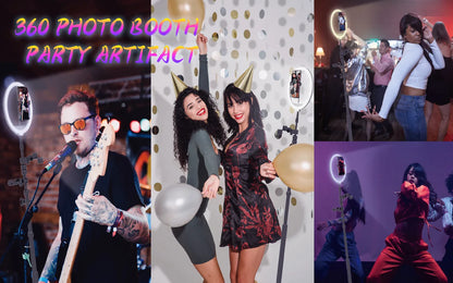 360° Rotating Photo Booth Machine – Portable Automatic Selfie Booth with App Control for Parties & Events