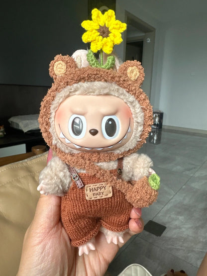 17cm Labubu Doll Clothes – Sunflower Red Flower Heartbeat Macaron Cute Outfit for Labubu Dolls