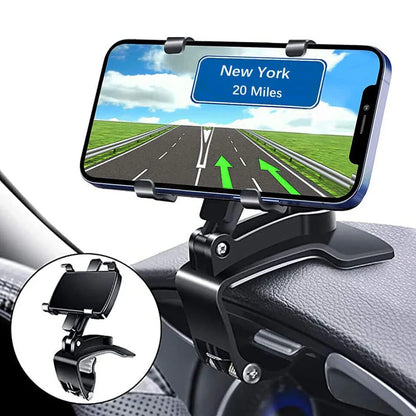 Car Dashboard Phone Holder – 360° Rotating Auto Grip Bracket, Foldable Rearview Mirror Navigation Mount