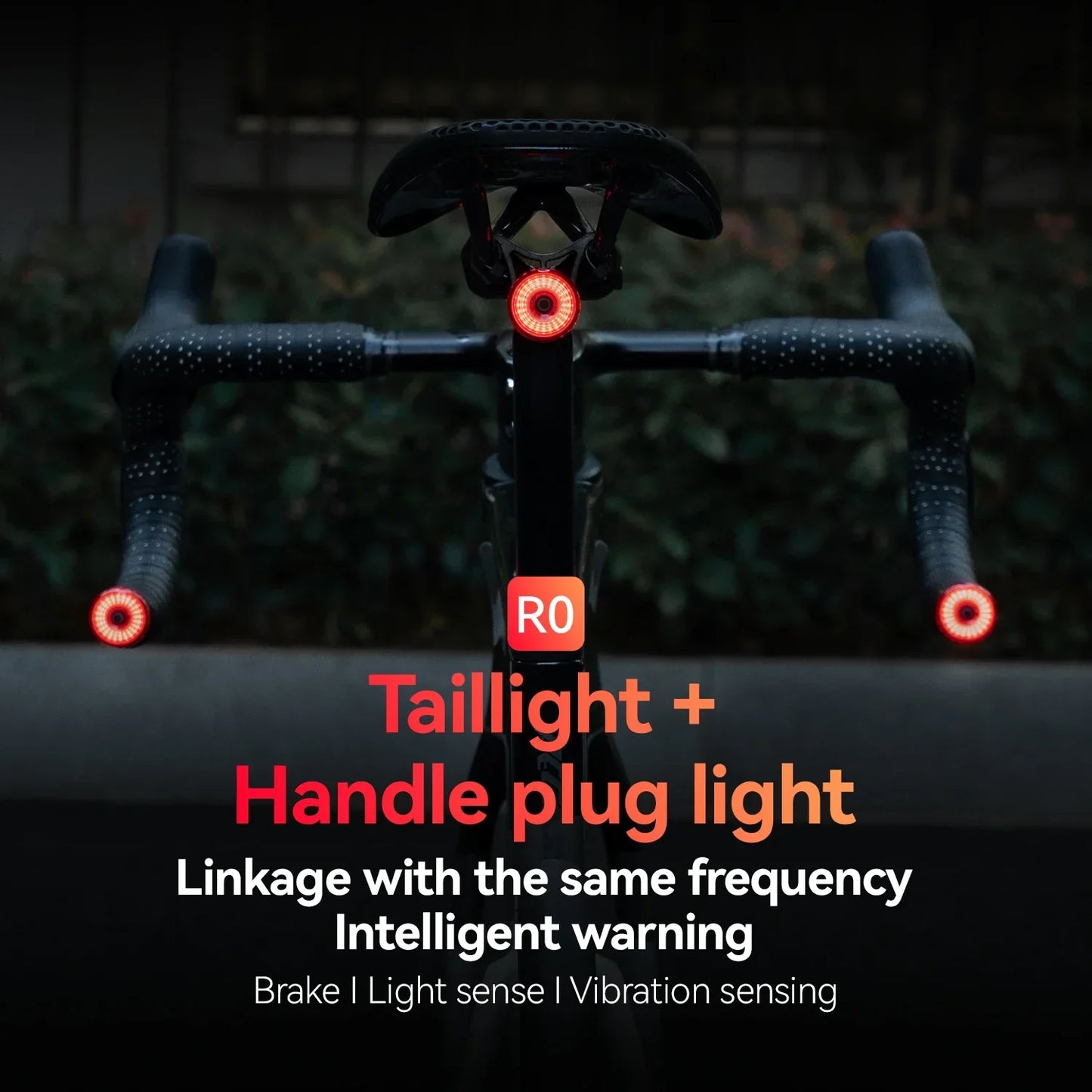 ROCKBROS Bicycle Handlebar End Lights – IPX6 Waterproof Rear Bike Lamp with 5 Modes & Brake Sensor