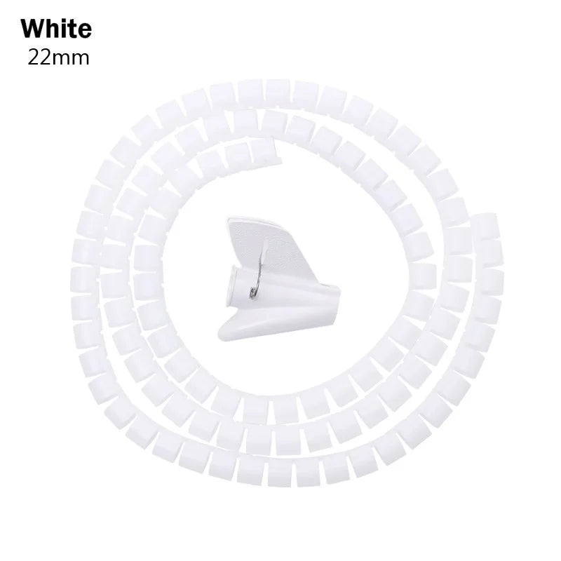 2M Spiral Cable Protector — Wire Organizer Tube for Computer Cords, Cable Management Clip, 10/16/22/28/32mm