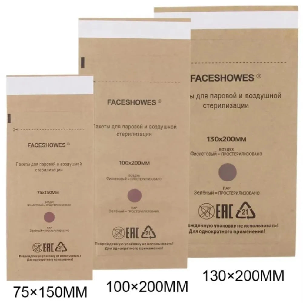100pcs Nail Sterilizer Kraft Bags – Disposable Manicure & Nail Art Disinfection Tools