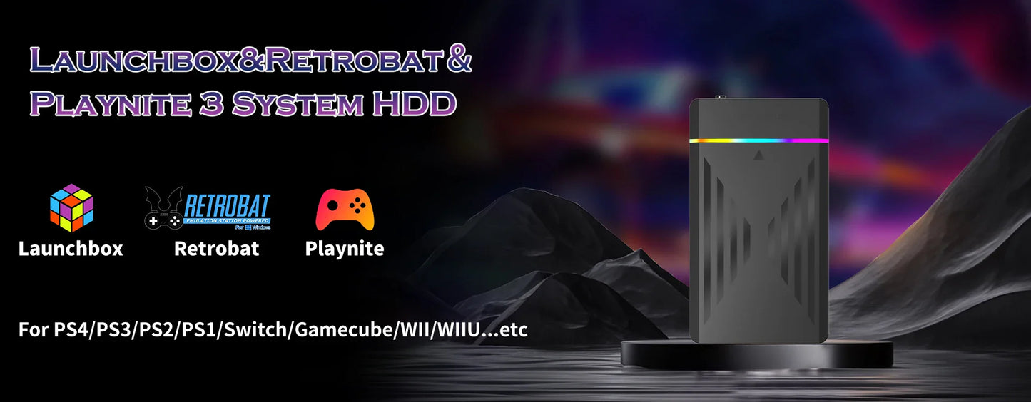 Launchbox 500GB Gaming Hard Drive Emulator for PS4, Switch, GameCube, PS3, PS2, Wii, WiiU with 3700+ 3D & AAA PC Games