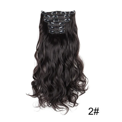 24-Inch 16 Clips-in Hair Extensions – Long Straight Synthetic Blonde & Black Hairpieces, Heat Resistant for Daily Use