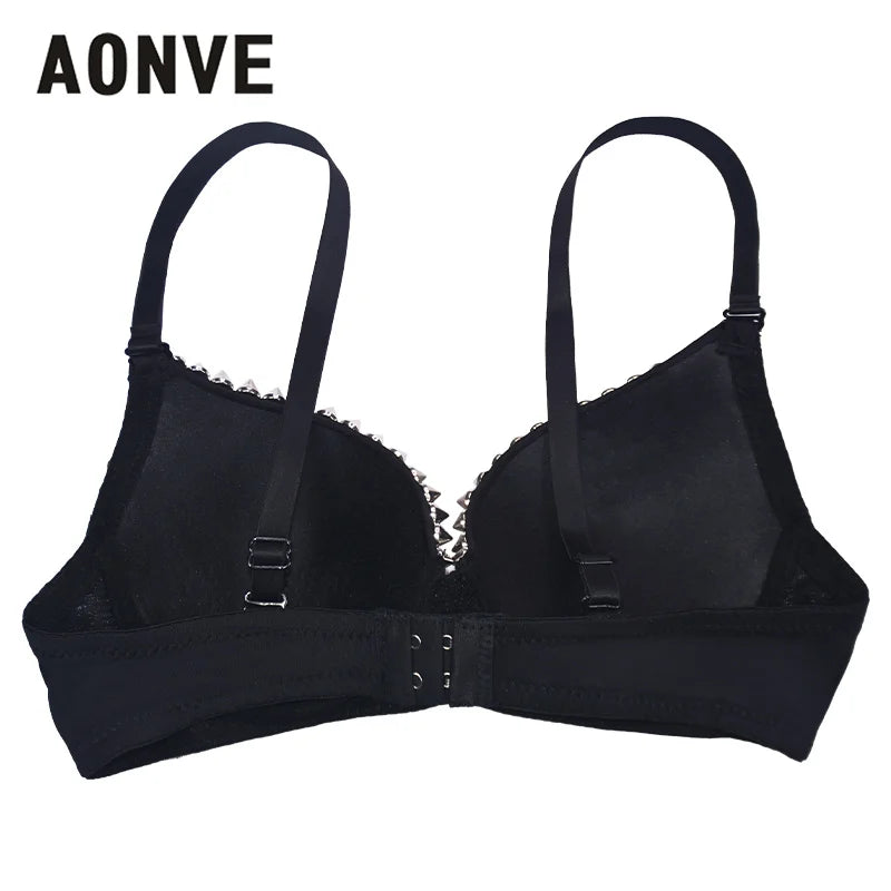 AONVE Sexy Rhinestone Lingerie – Gold/Silver Plunge Wire-Free Bralette with Sequined Cover Top