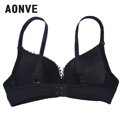AONVE Sexy Rhinestone Lingerie – Gold/Silver Plunge Wire-Free Bralette with Sequined Cover Top