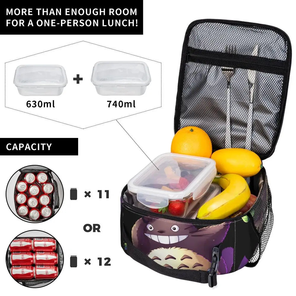 Totoro Miyazaki Anime Insulated Lunch Tote Bag – Portable Thermal Cooler for School & Office