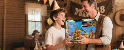 Western Roller Coaster Building Set – Mini Mine Train Model Toy with Lifting Chain for Teens & Adults