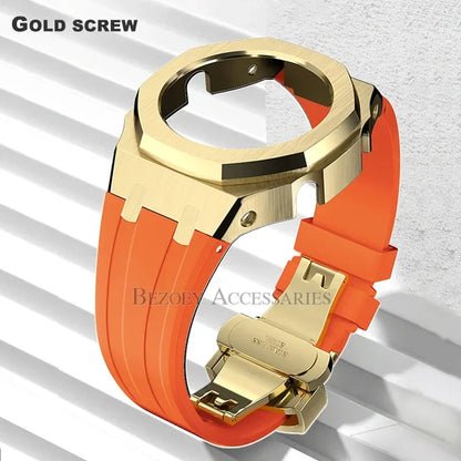 GEN4 Casioak GA2100 Mod Kit – Stainless Steel Case, Bezel, and Rubber Strap Replacement for G-SHOCK GA2100/GA2110