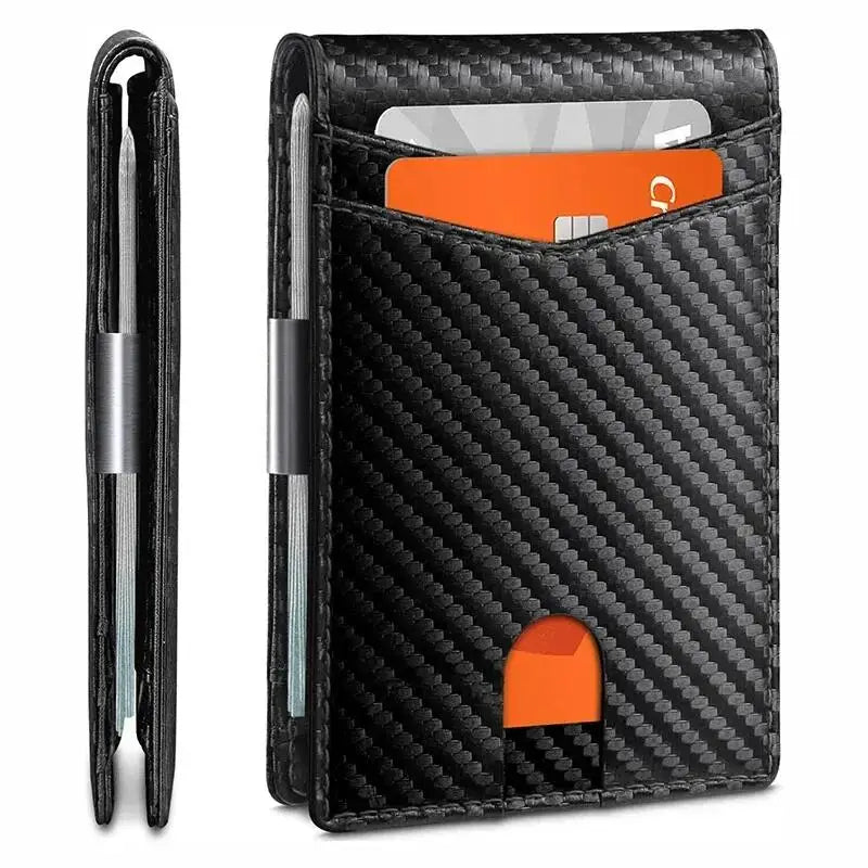 RFID Carbon Fiber Slim Wallet for Men – Luxury Money Bag, Thin Card Holder, Small Short Billfold Purse