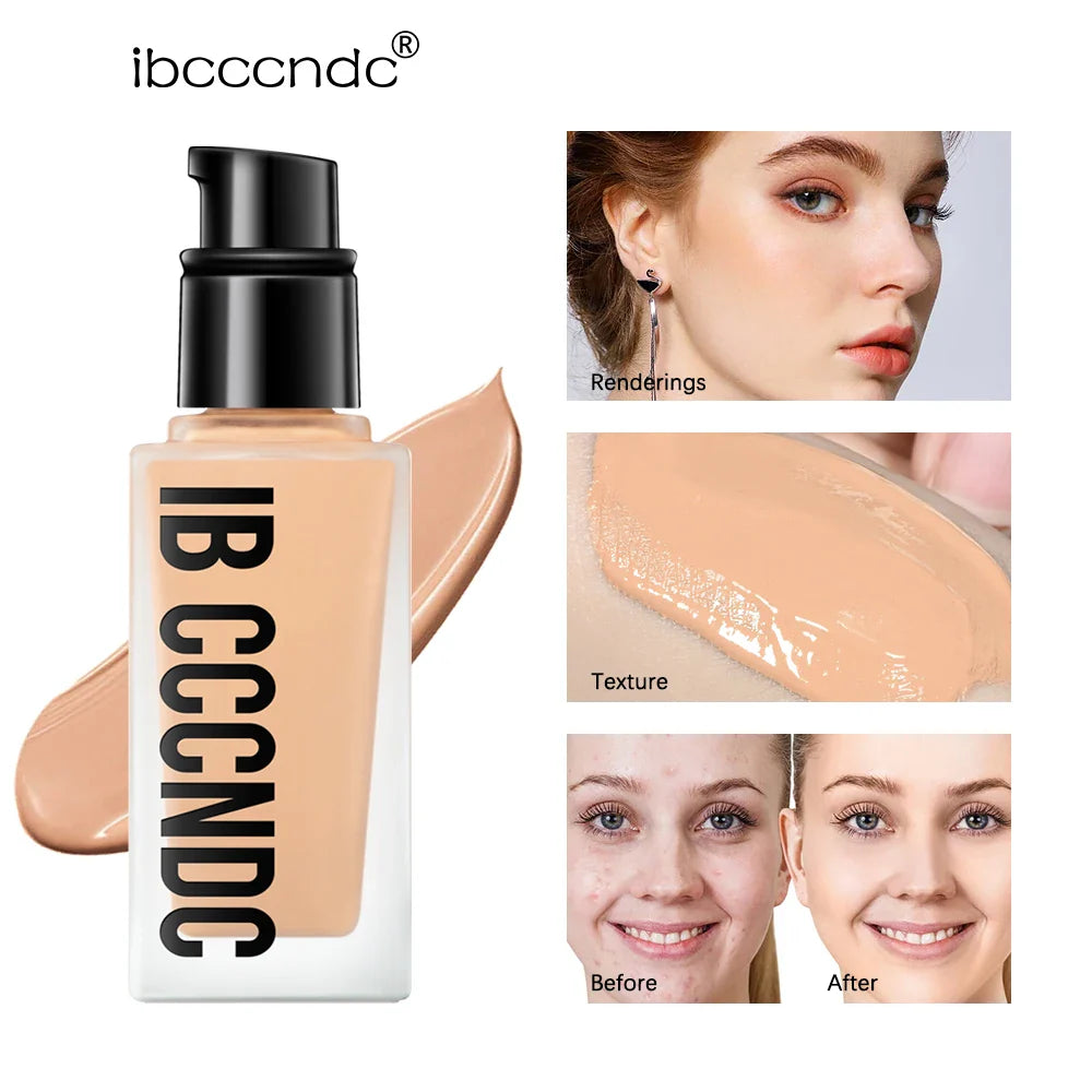Flawless All-Day Waterproof Concealer & Foundation – 6-Color Full Coverage Moisturizing Makeup for Women
