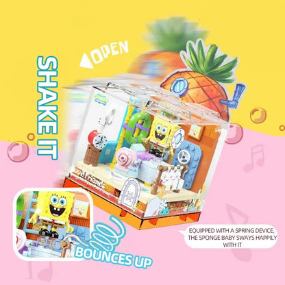 Spongebob Building Blocks Set — Patrick Star, Krusty Krab & Squidward Tentacles Desktop Model Toy for Kids & Gifts