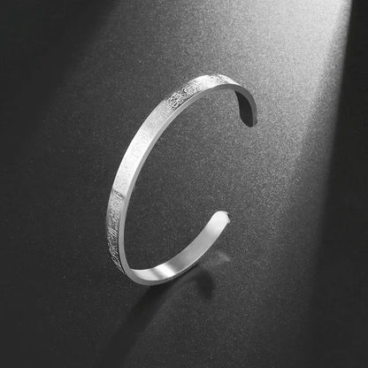 Ayatul Kursi Sutra Cuff Bracelet – Stainless Steel Islamic Calligraphy, Arabic God Messenger Jewelry