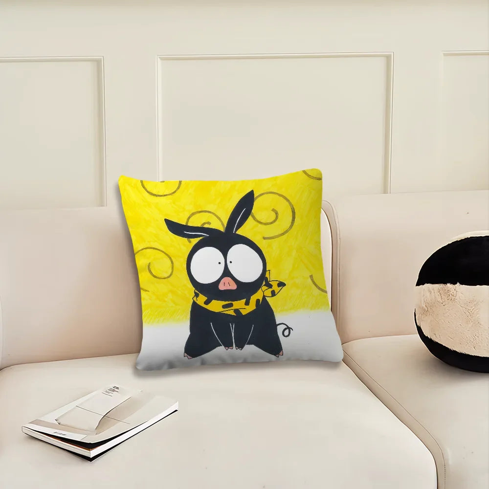 Anime Cute Ranma P-chan & Ryoga Pig Cushion Cover – Sofa, Bedroom & Office Pillow Case for Nap Time