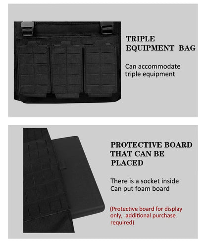 New 6094 Combat Vest – Quick Detachable Light Laser Cut Tactical Gear, Black Airsoft Carrier for Combat Equipment