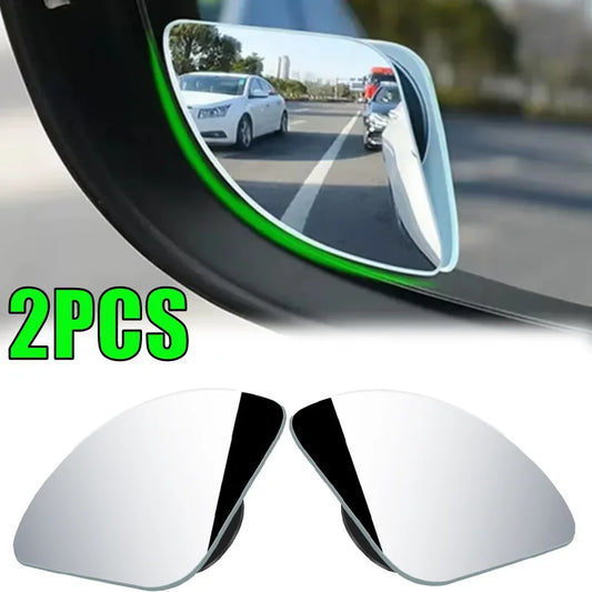 2pcs Universal Glass Car Blind Spot Mirrors – 360° Adjustable HD Wide-Angle Rearview for All Cars
