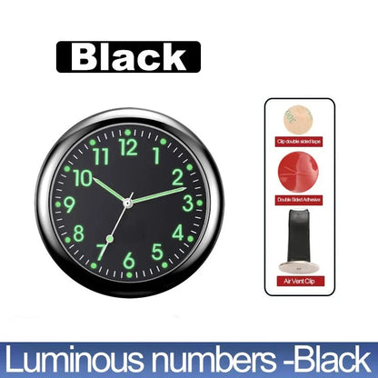 Luminous Stick-On Car Clock – Mini Quartz Digital Dashboard Watch, Glow-in-the-Dark Auto Interior Time Ornament & Car Accessory Gift