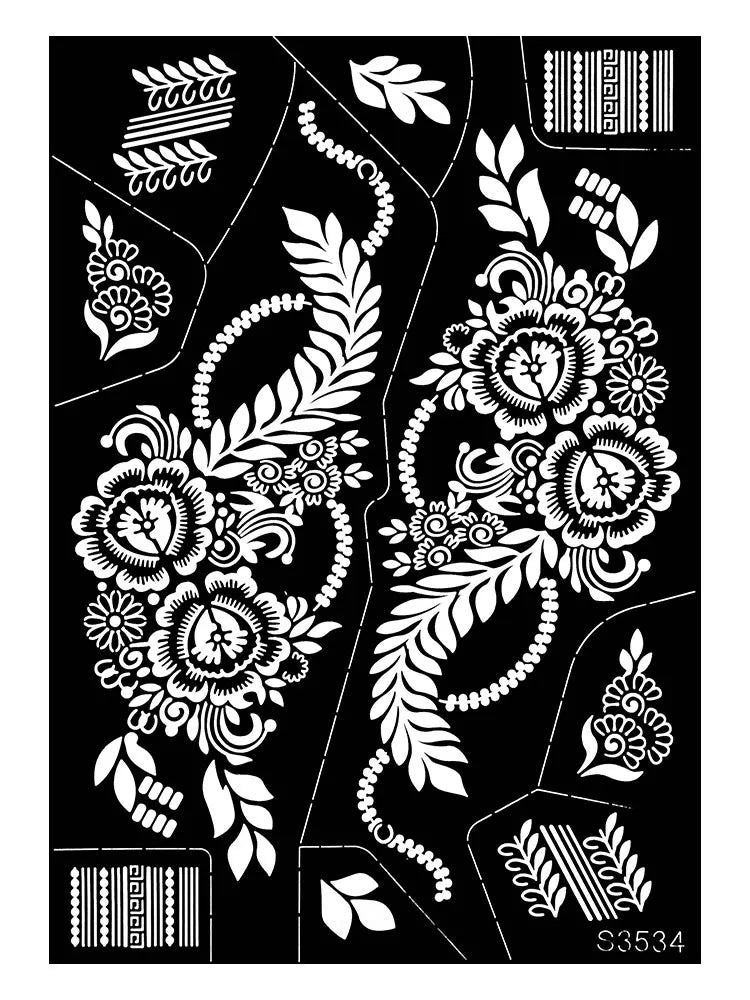Reusable Henna Stencil Templates for Hand & Body – Floral Tattoo Stencils for Women, Weddings & Festivals Body Art Makeup Tools