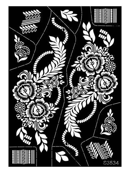Reusable Henna Stencil Templates for Hand & Body – Floral Tattoo Stencils for Women, Weddings & Festivals Body Art Makeup Tools