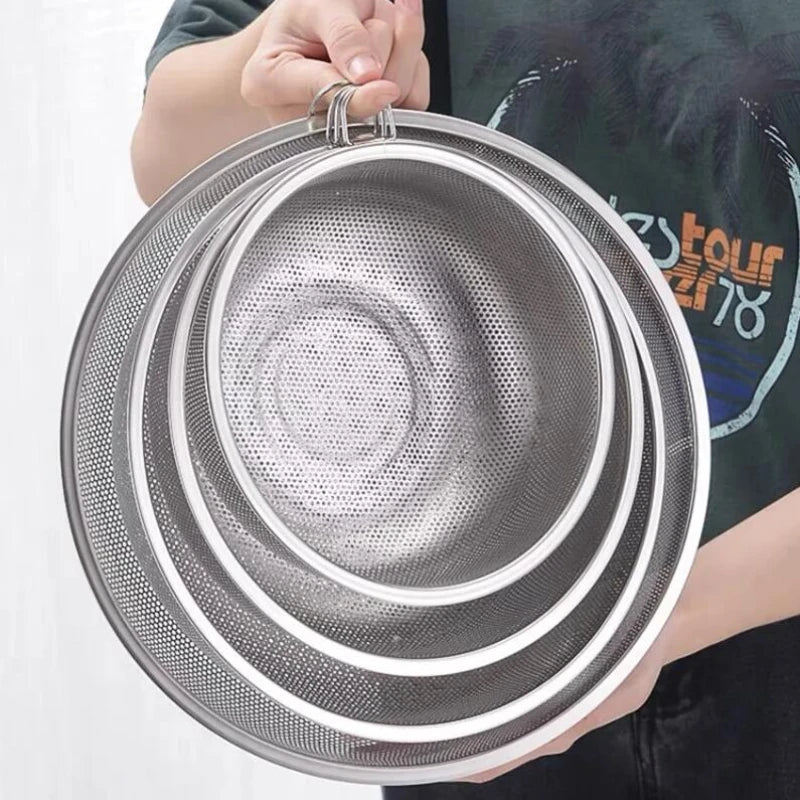 Stainless Steel Drain Basket Colander – Fruit, Vegetable & Rice Strainer with Handle for Kitchen