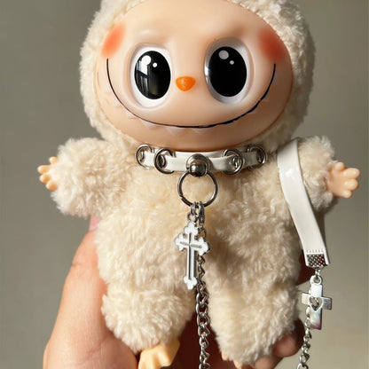 17cm Labubu Doll Necklace Choker – Leadrope Accessory for 6.5-inch Cotton Dolls