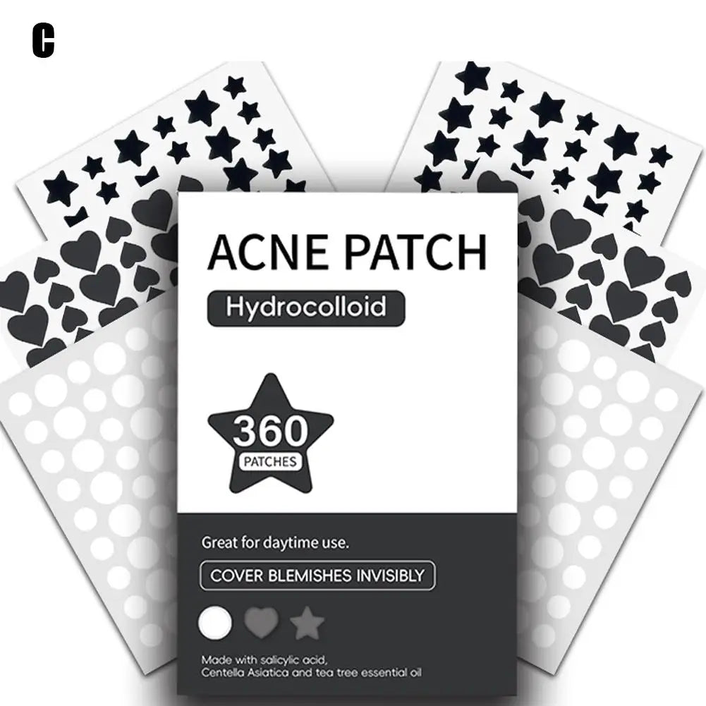360PCS Colorful Invisible Pimple Removal Hydrocolloid Patches – Anti-Acne Spot Concealer Beauty Repair Stickers