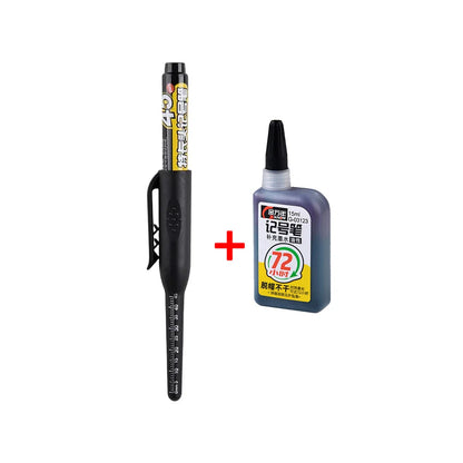 45mm Deep Hole Marker Pen - Waterproof Long Nib Carpenter Pen for Woodworking, Black/Blue/Red Ink