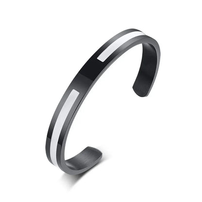Men's Enamel Bangle - Viking Logo Cuff Bracelet, Stainless Steel Minimalist Bangle for Gentlemen