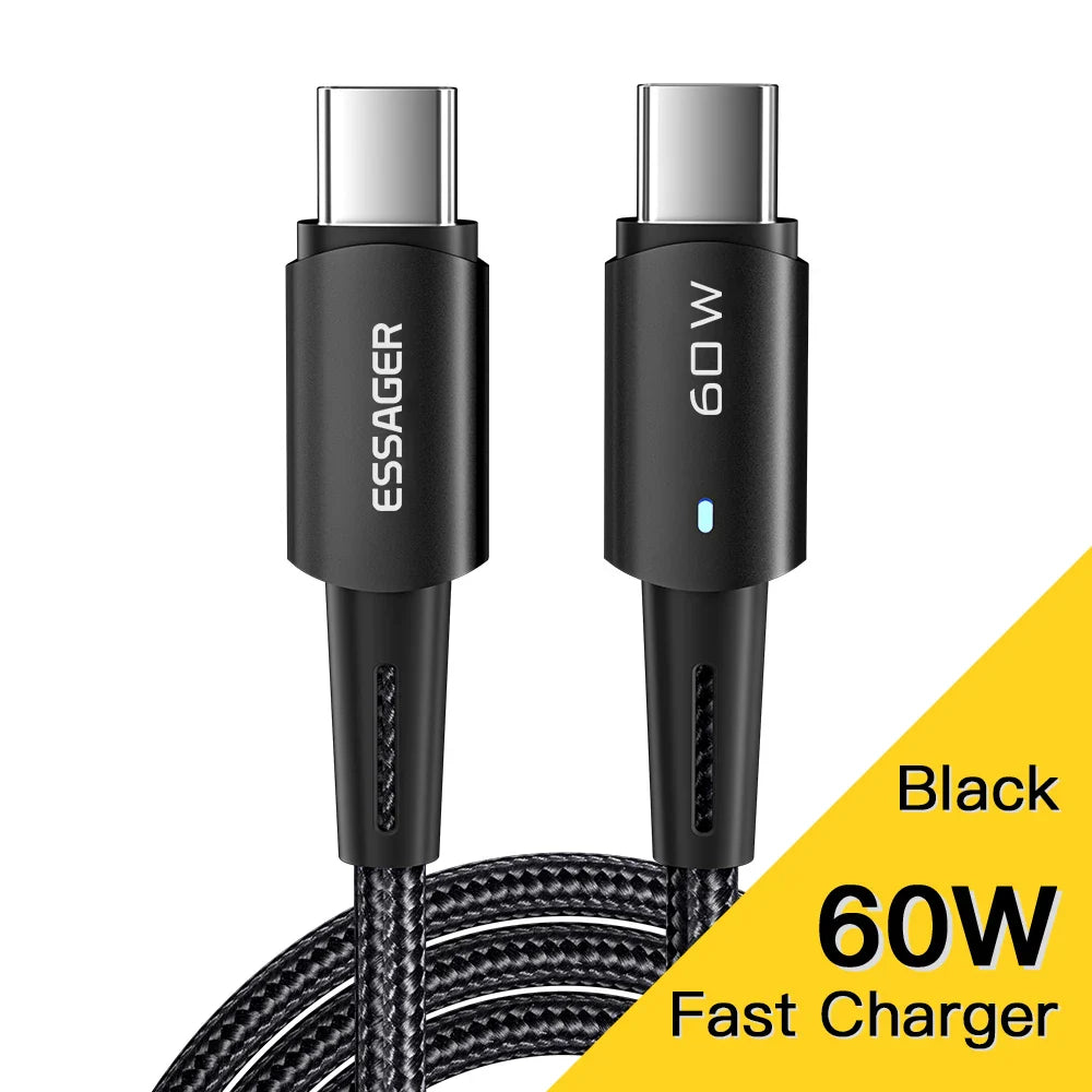 Essager USB-C Cable 100W PD QC 4.0 – Fast Charging Type-C Cable for MacBook Pro, Samsung, Xiaomi