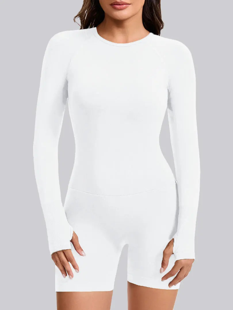 NCLAGEN Women’s Impact Long Sleeve Yoga Jumpsuit – One-Piece Fitness Playsuit, Backless Gym Workout Sportswear Bodysuit