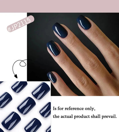 Solid Color Press-On False Nails Set – Square Shape Wearable Nail Art Tips with Glue, Fashion Manicure Accessories (Wholesale)
