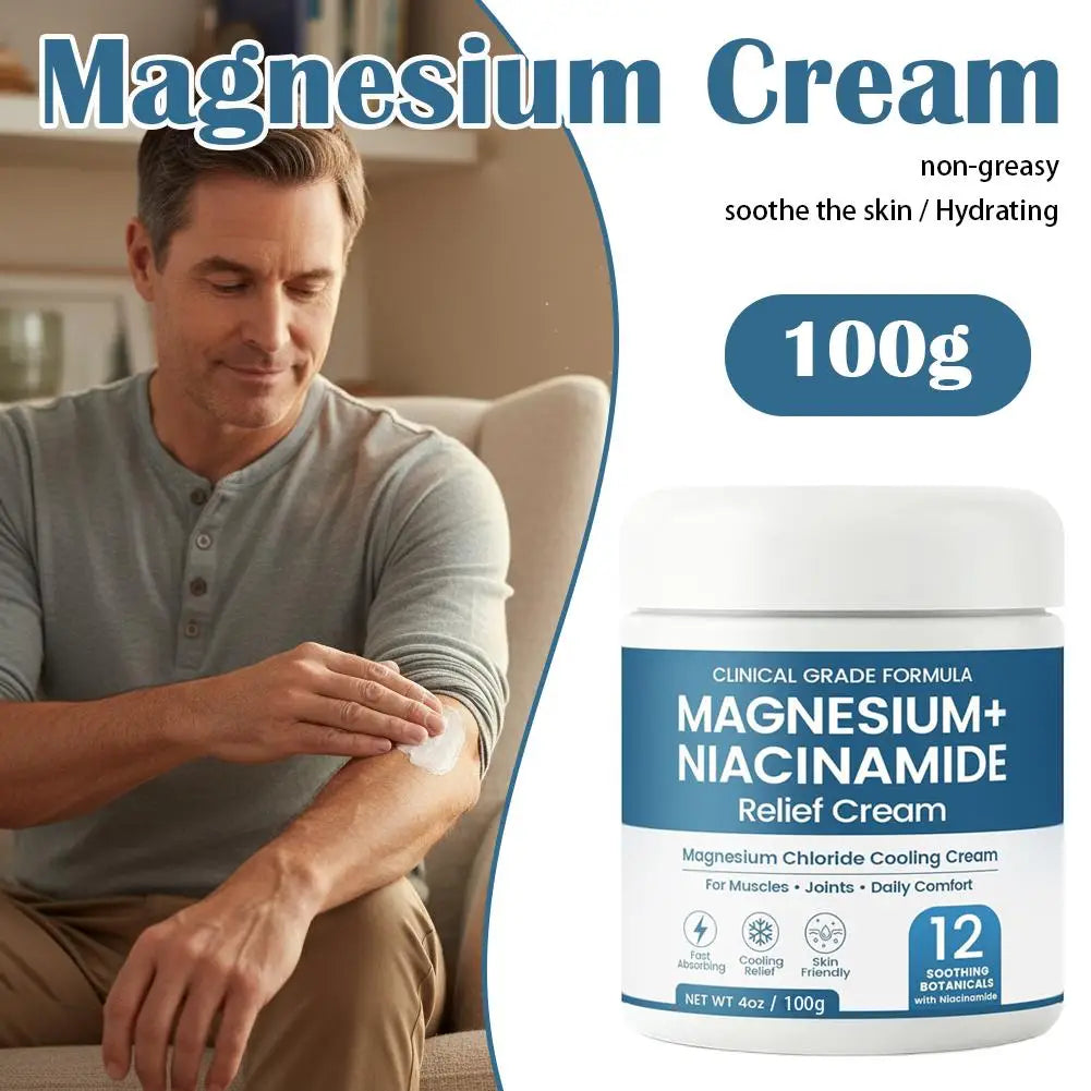 Magnesium Niacinamide Relief Cream - Topical Magnesium Chloride with Arnica & Boswellia for Legs, Feet & Joints
