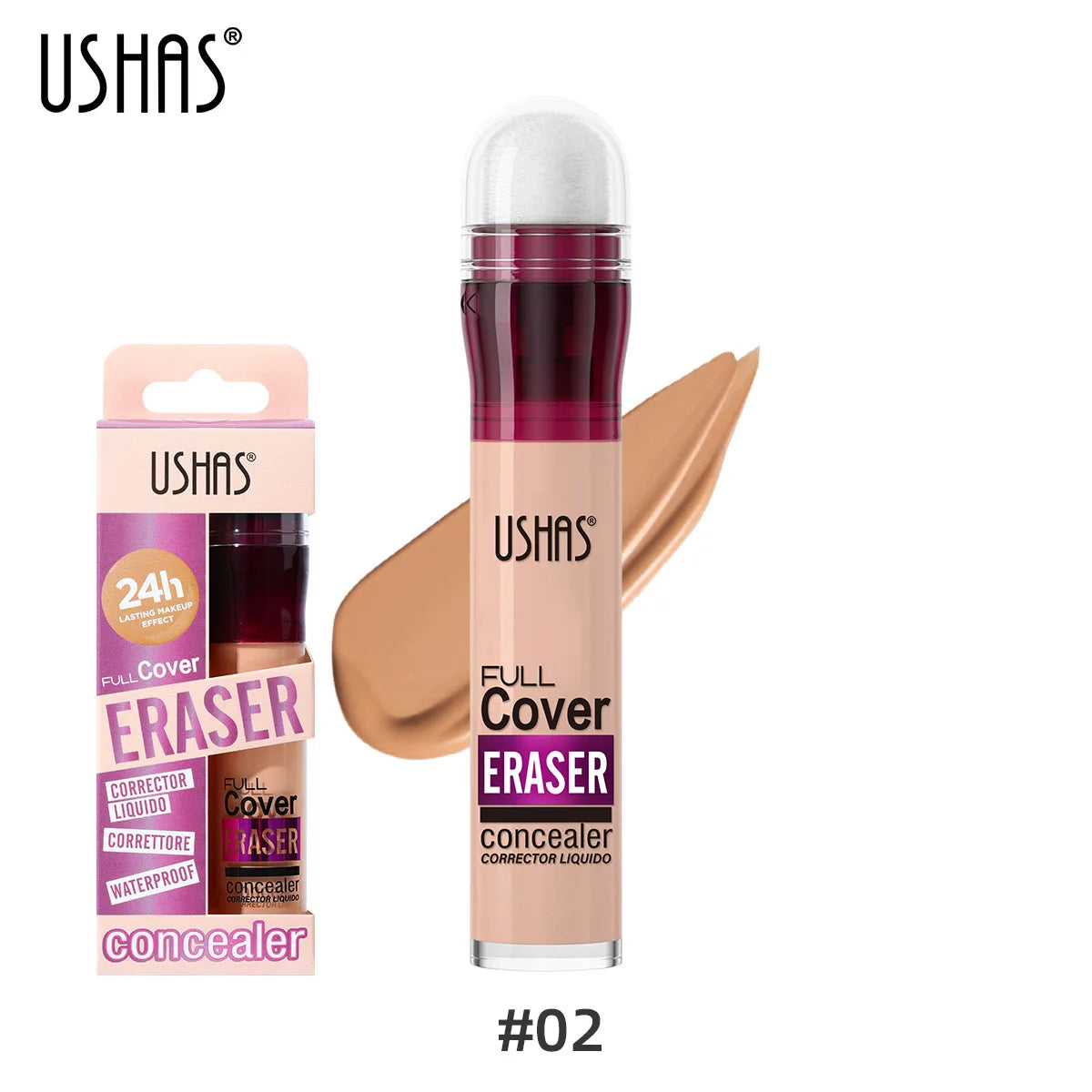 USHAS Sponge Tip Foundation Concealer – Waterproof, No Makeup Removal, 12 Colors Available