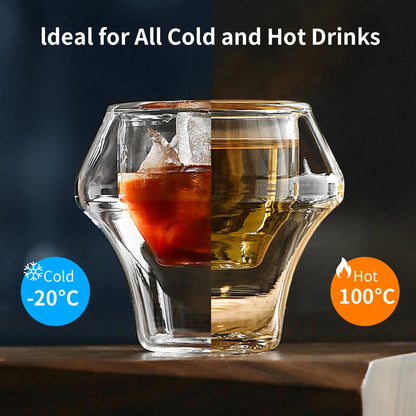 MHW-3BOMBER Double Wall Glass Espresso Cups – Anti-Scald Reusable Tea & Coffee Mugs for Home or Barista Use