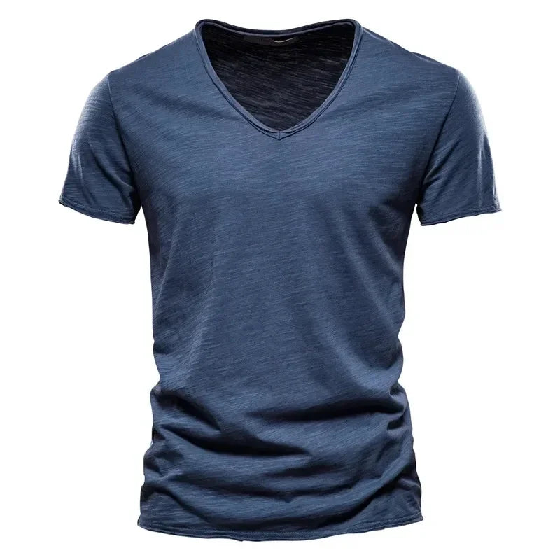100% Cotton Men’s V-Neck T-Shirt – Lightweight Short Sleeve Fitness Tee, Breathable Fashion Top for Men (Sizes S–5XL)