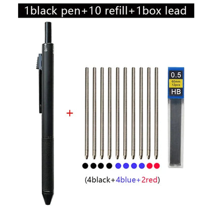 Metal 4-in-1 Multicolor Pen — Gravity Sensor Ballpoint with 3 Colors + 1 Mechanical Pencil, Office and School Stationery Gift