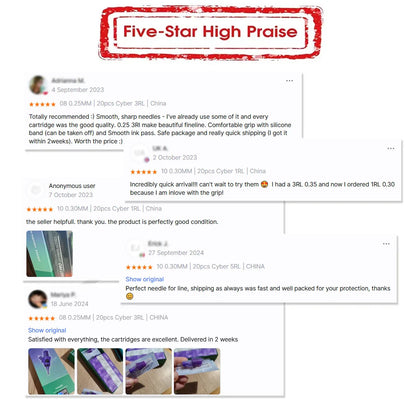 Professional Mast Tattoo Cyber Needles – RL Disposable Sterilized Tattoo & Makeup Cartridges, 20PCS/Box