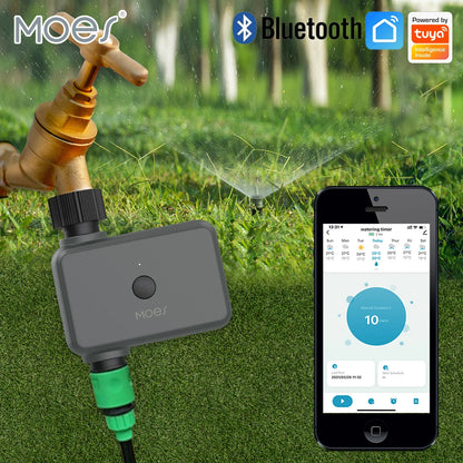 MOES Smart Tuya Bluetooth Garden Water Timer – Programmable Automatic Irrigation with Rain Delay, Hub Required