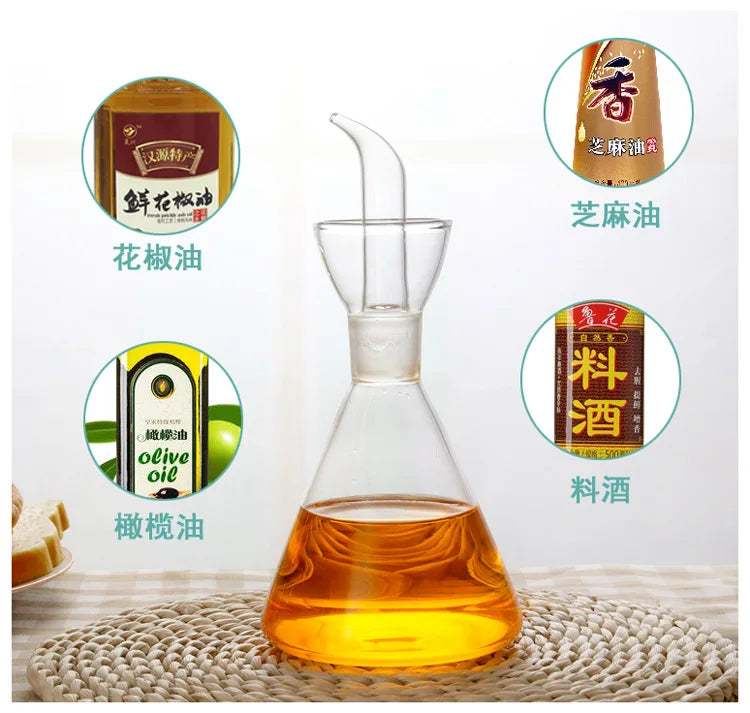 High Borosilicate Glass Oil & Vinegar Pot – Leak-Proof Kitchen Seasoning Bottle