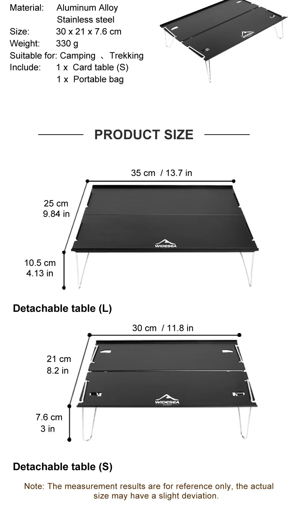Widesea Camping Foldable Table – Ultra-Light Portable Outdoor Desk for Climbing, Fishing, Picnic & Tourism Supplies