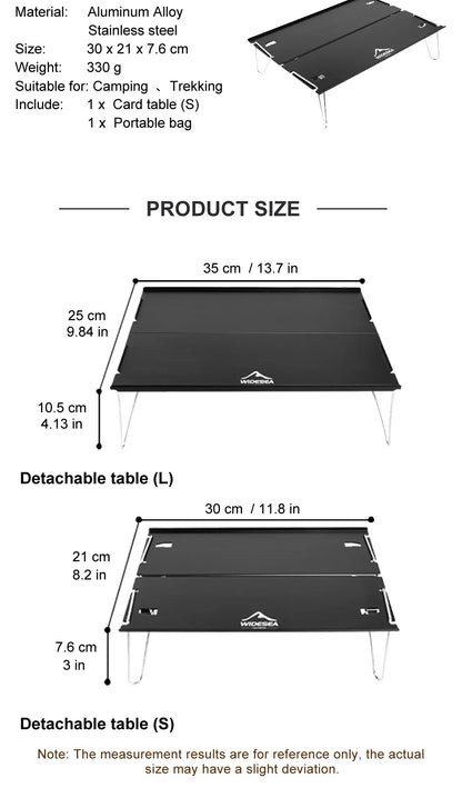 Widesea Camping Foldable Table – Ultra-Light Portable Outdoor Desk for Climbing, Fishing, Picnic & Tourism Supplies