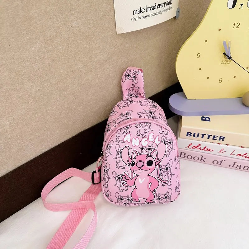 Stitch & Angel Sling Chest Bag – Cartoon Anime Crossbody Shoulder Bag with Coin Purse for Daily Travel