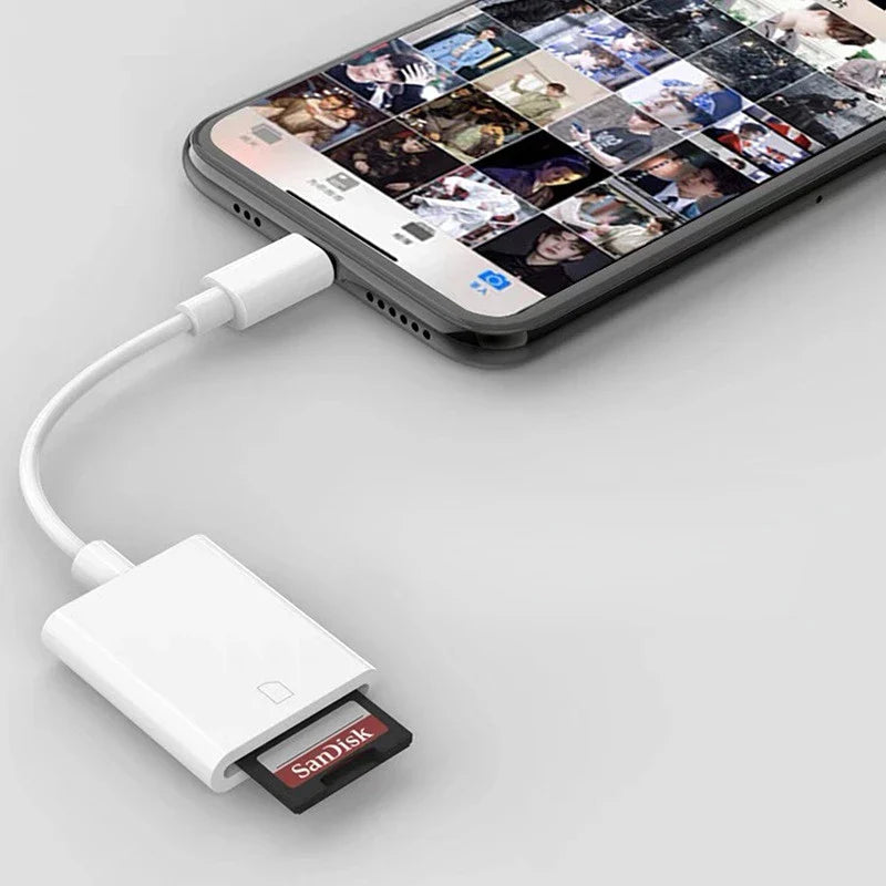 Lightning to SD Card Reader Adapter – OTG Micro SD/TF Memory Card Connector for iPhone 14/13/12/11 Pro Max, Mini, XS, XR, X & iPad