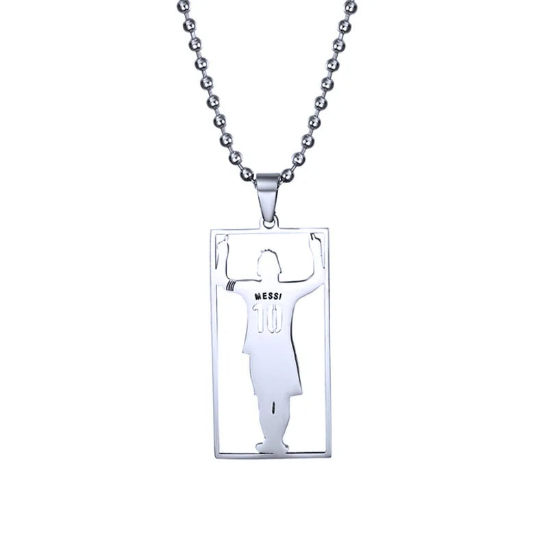 HNSP Stainless Steel Soccer Pendant Necklace – Cristiano Ronaldo & Lionel Messi CR7 Chain for Men