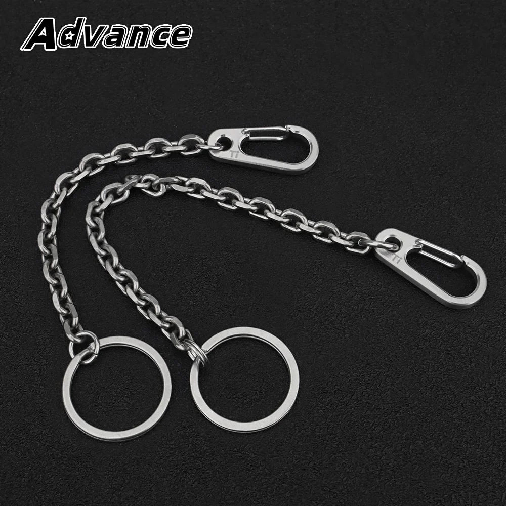 Short Chain Titanium Key Belt Buckle – Titanium Alloy Waist Ring EDC Outdoor Tool